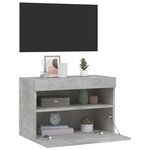 vidaXL Meuble TV mural avec lumières LED gris béton 60x30x40 cm