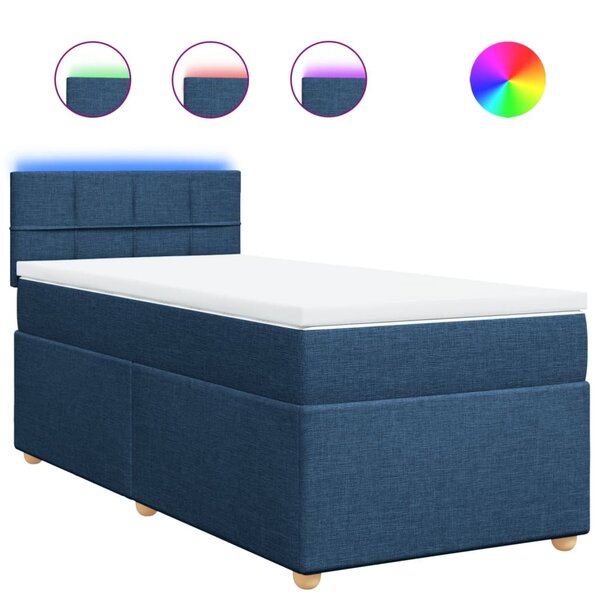 vidaXL Sommier à lattes de lit avec matelas Bleu 100x200 cm Tissu