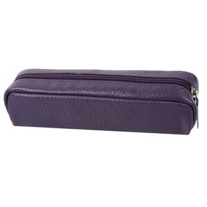 Trousse fourre tout rectangle 20 x 4.5 x 6 cm cuir grainé - violet