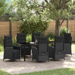vidaXL Ensemble de repas de jardin 7 pièces en Rattan poli noir