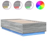 vidaXL Cadre de lit avec LED sans matelas sonoma gris 90x190 cm