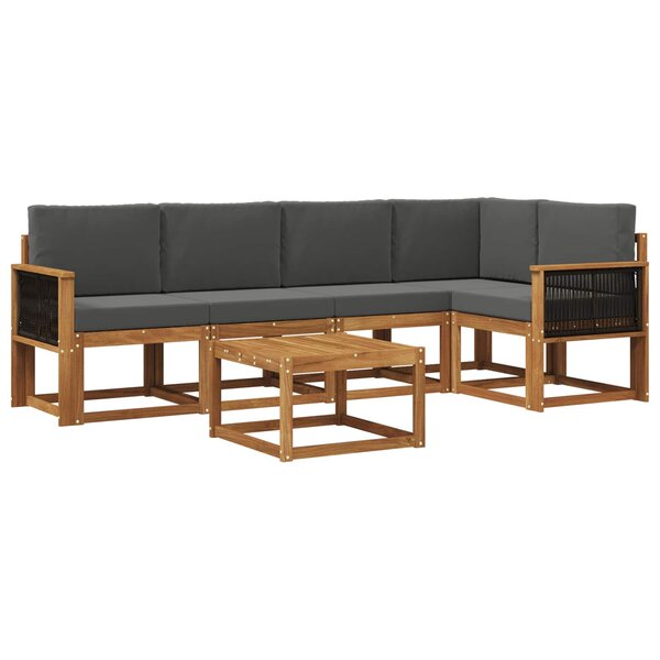 vidaXL Ensemble de canapés d'extérieur 6 Pièces Naturel et Anthracite