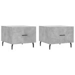 vidaXL Tables basses 2 Pièces gris béton 50x50x40 cm bois d'ingénierie