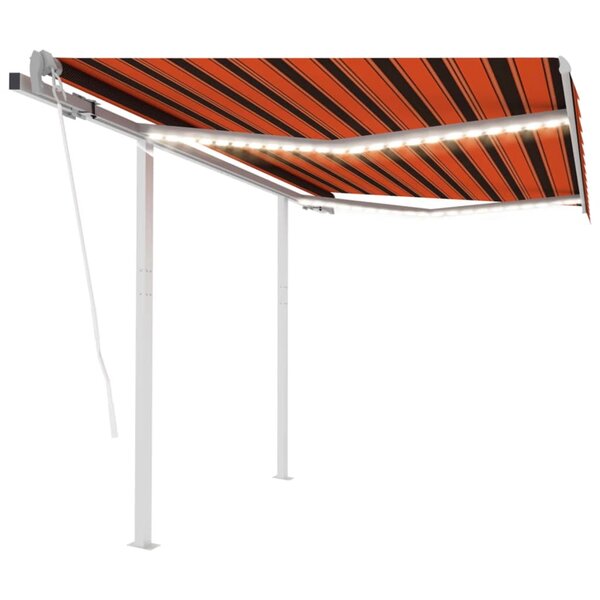vidaXL Auvent automatique capteur de vent LED 3 5x2 5 m Orange marron