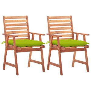 vidaXL Chaises à manger d'extérieur lot de 2 et coussins Acacia massif