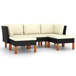 vidaXL Salon de jardin 5 Pièces avec coussins Résine tressée Noir