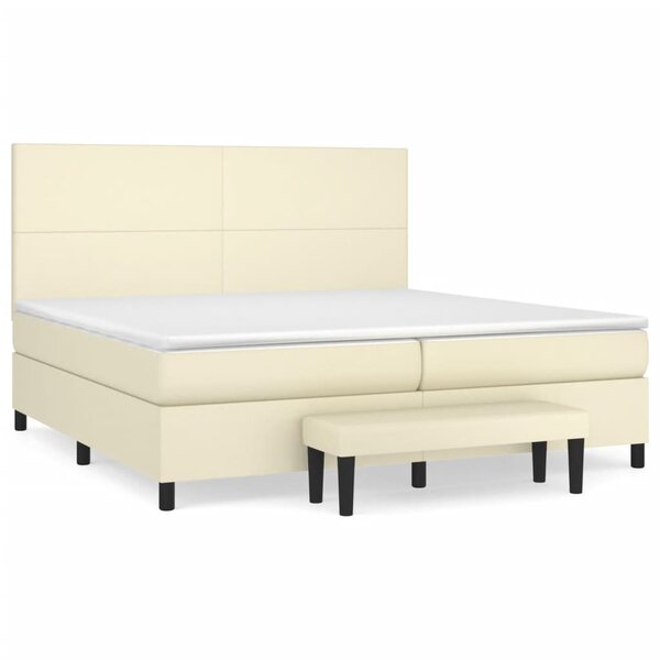 vidaXL Sommier à lattes de lit avec matelas Crème 200x200cm Similicuir