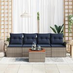 vidaXL Ensemble de canapé de jardin 5 Pièces Gris Poly rotin