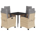 vidaXL Ensemble à manger de jardin coussins 5 Pièces mélange beige rotin