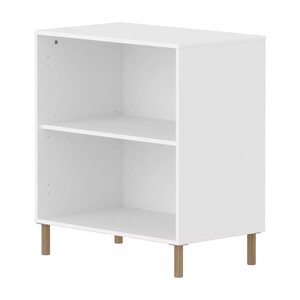 Flexa SAGA etagere basse avec tablette reglable Blanche Pieds en chene