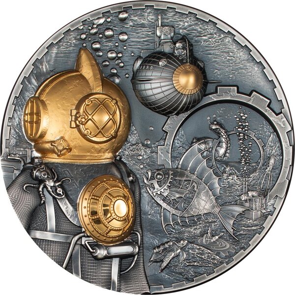 Pièce de monnaie en Argent 100 Dollars g 1000 (1 Kg) Millésime 2024 Steampunk NAUTILUS (PRÉCOMMANDE)