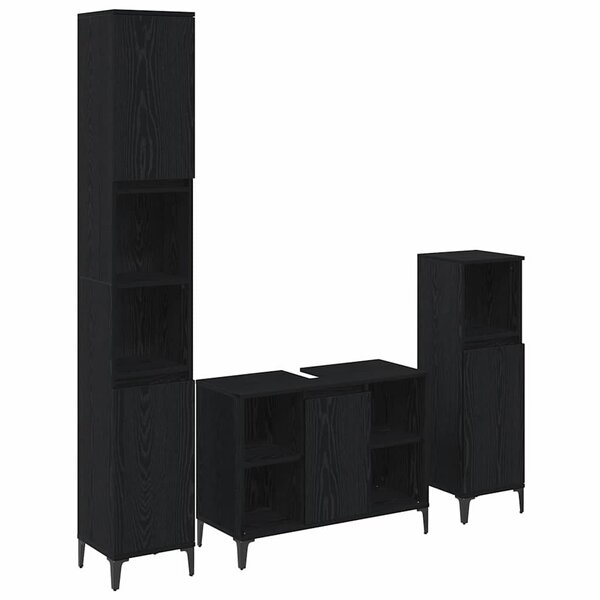 vidaXL Ensemble de mobilier de salle de bain 3 Pièces Chêne noir