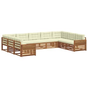 vidaXL Ensemble de canapés d'extérieur 9 pc Naturel et Crème