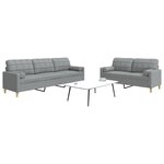 vidaXL Ensemble de canapés 2 Pièces coussins décoratifs gris clair tissu