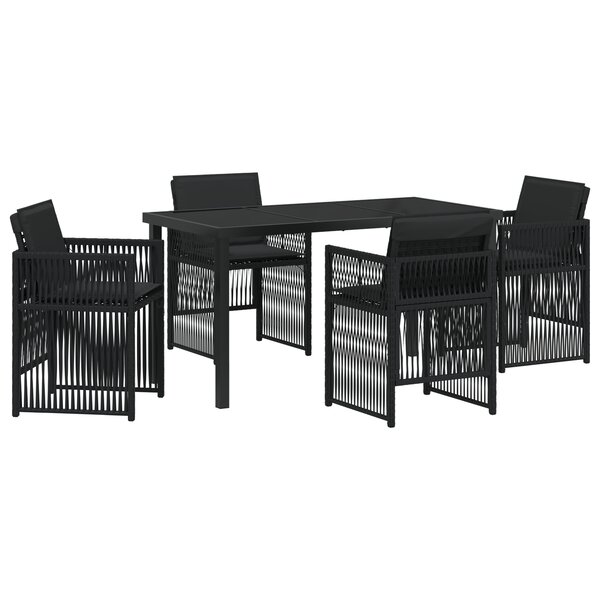 vidaXL Ensemble de jardin 5 pièces avec coussins noirs en poly rattan
