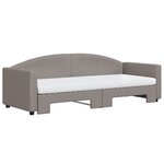 vidaXL Lit de jour avec gigogne et matelas taupe 80x200 cm tissu