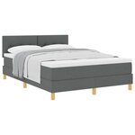 vidaXL Lit à ressorts avec coussin Gris foncé 140 x 200 cm tissu