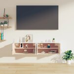 vidaXL Armoires murales 2 Pièces Blanc 60x30x30 cm Bois de pin massif