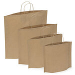 Lot de 250: sac kraft brun à poignées torsadées avec soufflet de fond 46x31x15 cm