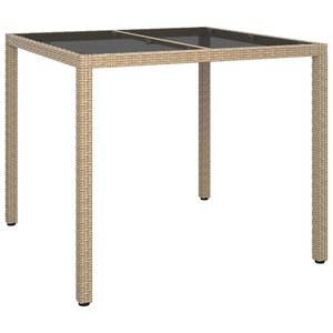 vidaXL Table de jardin pour repas Beige 90 x 90 x 75 cm Poly rotin