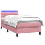 vidaXL Sommier à lattes de lit avec matelas et LED rose 90x210 cm velours