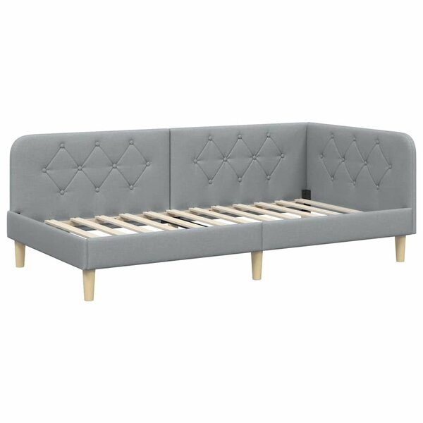 vidaXL Cadre de lit d'angle Gris clair 100 x 200 cm tissu