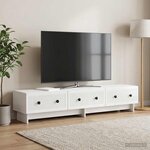 vidaXL Meuble TV Blanc brillant 147 x 34 5 x 30 cm Bois d'ingénierie