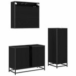 vidaXL Ensemble de mobilier de salle de bain 3 Pièces Chêne noir