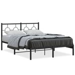 vidaXL Cadre de lit métal sans matelas avec tête de lit noir 140x200cm