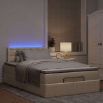 vidaXL Lit ottoman avec matelas et LED crème 120x190 cm tissu