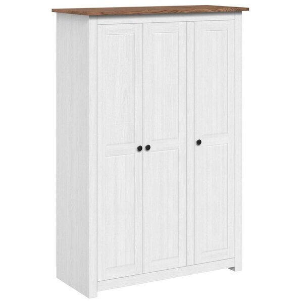 vidaXL Garde-robe 3 portes Blanc 118x50x171 5cm Pin Assortiment Panama