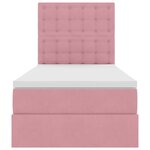 vidaXL Lit avec rangement et LED avec matelas Rose 90 x 200 cm Velours