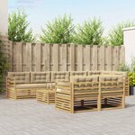 vidaXL Ensemble de canapés d'extérieur 9 Pièces Blanc et Beige
