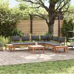 vidaXL Ensemble de banc de jardin avec coussin 3 Pièces Brun  Gris