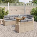 vidaXL Ensemble de canapé de jardin 9 Pièces Beige Poly rotin