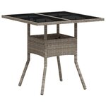 vidaXL Table de jardin avec dessus en verre gris clair résine tressée