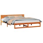 vidaXL Cadre de lit avec tête de lit Brun cire 180 x 200 cm Pin massif
