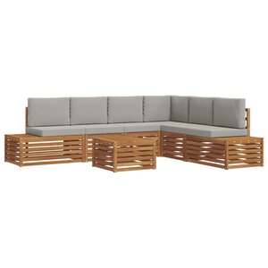 vidaXL Ensemble de canapés d'extérieur 7 Pièce Gris Naturel et Clair