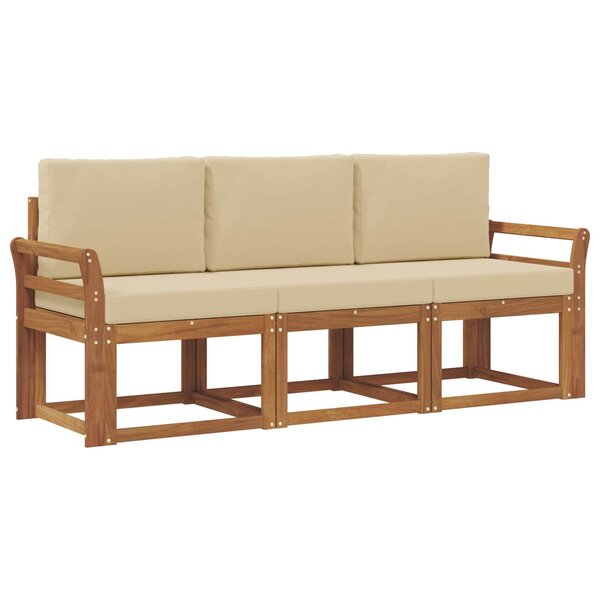 vidaXL Ensemble de canapés d'extérieur 3 Pièces Naturel et Beige