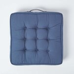 Coussin d'assise rehausseur en coton Bleu marine  50 x 50 x 10 cm - HOMESCAPES