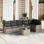 vidaXL Ensemble de canapé de jardin 6 pièces avec coussins en poly rotin noir