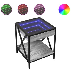 vidaXL Table basse avec LED Infinity sonoma gris 40x40x49 cm