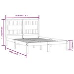 vidaXL Cadre de lit Noir Bois de pin massif 140x190 cm