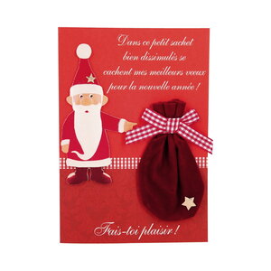 Carte de voeux - a étrennes - bonne année le père noël et son sac a cadeaux