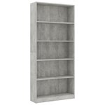 vidaXL Bibliothèque à 5 niveaux Gris béton 80x24x175cm Bois ingénierie