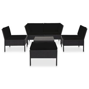Salon de jardin meuble d'extérieur ensemble de mobilier 6 pièces avec coussins résine tressée noir 02_0016918