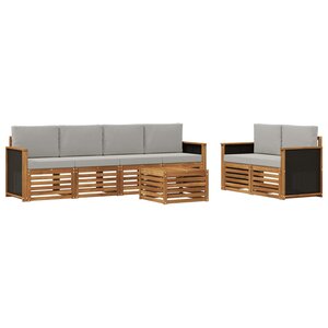 vidaXL Ensemble de canapés d'extérieur 7 Pièces Naturel et gris clair