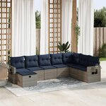 vidaXL Salon de jardin 8 Pièces avec coussins gris résine tressée