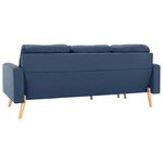 vidaXL Canapé à 3 places avec repose-pied Bleu Tissu