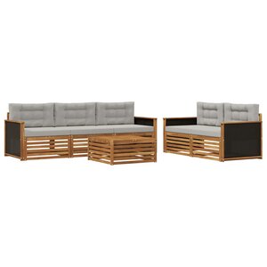 vidaXL Ensemble de canapés d'extérieur 6 pc Naturel et gris clair